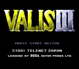 Valis III title screen for Sega Mega Drive